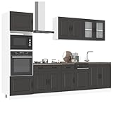 Iiaky Juego de Muebles de Cocina 7 Piezas Madera Mueble de Cocina Cocina Completa Muebles De Cocina por Modulos-Negro-7 pzas