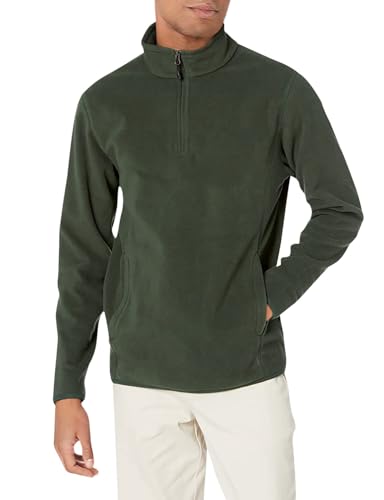 Amazon Essentials Veste en Molleton Polaire Zippée 1/4 Homme, Vert Forêt, M