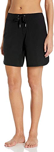 Nautica Women's Standard Solid 7” Stretch Boardshort – Casual Quick-Drying Swim Shorts, Vintage Black, Small #TOP16