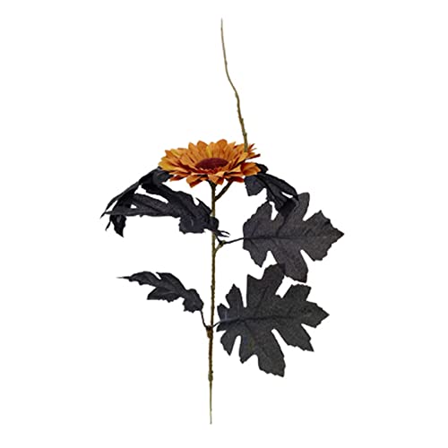 MANMAOHE 6 ramo de girasol de Halloween con ramas negras de eucalipto, ramas artificiales de girasol para decoración de sala de estar, decoración de girasol Cover