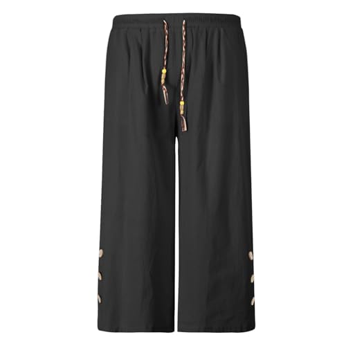 Mens Harem Pants with Pockets Hakama Men Lounge Shorts Everyday Wear Unisex Thai Fisherman Hippie White Baggy Plus Size Ninja Linen Long Lightweight Regular Fit Trousers