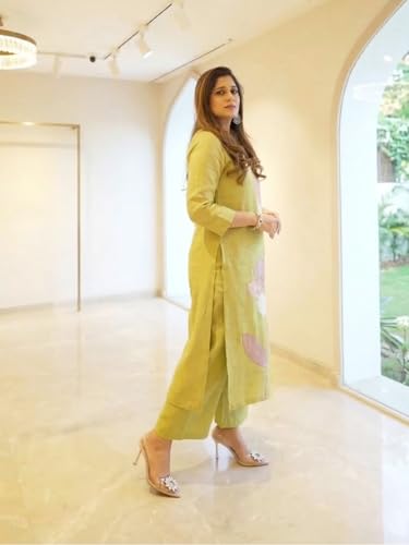 Image of ANNI Designer Kurta Sets for Women Viscose Blend Printed | Kurta Palazzo Set | Straight Kurti Set for Women | Round Neck 3 /4 Sleeve Ethnic Outfit | Designer Indian Kurti Top with Palazzo Pants
