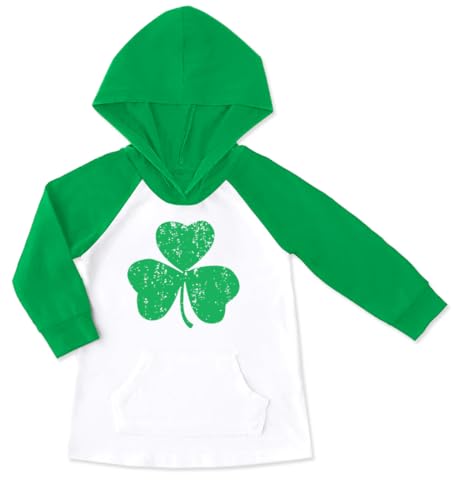 BesserBay Unisex Kids St Patrick's Clover Raglan Hoodie Kangaroo Pocket Sweatshirt 1-10 Years