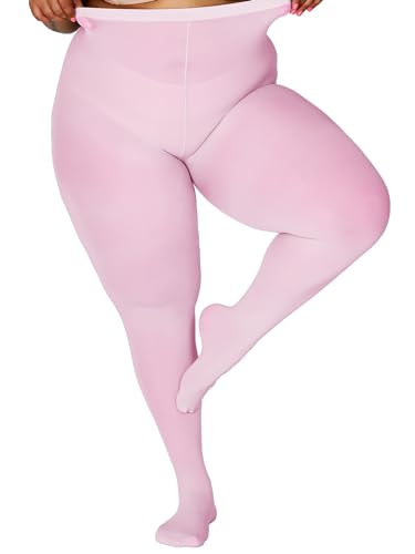 Image of DancMolly Plus Size Tights for Women, Control Top Semi Opaque Nylon Pantyhose High Waist