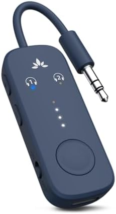 Avantree Relay - Premium Airplane Bluetooth Adapter with Advanced Qualcomm Chipset, 2 Headphones Support, 25hrs Play Time, aptX Adaptive & HD Audio Transmitter for Airpods, Bose & Travel Flight