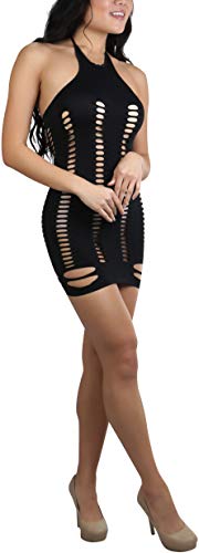 Image of ToBeInStyle Women's Stretch See Through Fishnet Novelty Mini Rave Party Dress