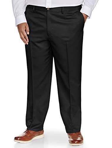 Amazon Essentials Men's Big & Tall Classic-Fit Wrinkle-Resistant Flat-Front Dress Pant, Black, 46W x 30L