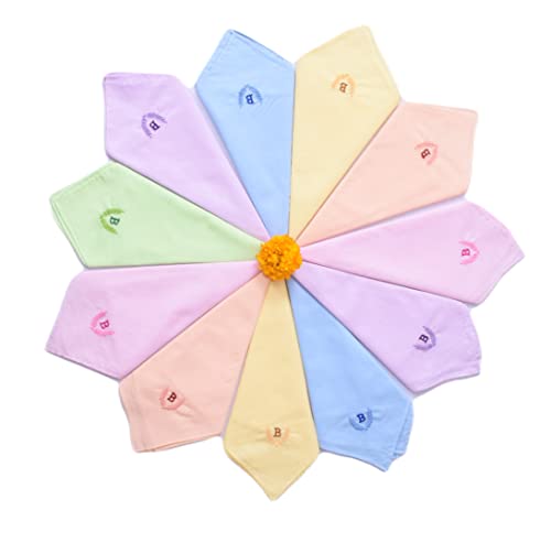Image of ANTONIA Personalized Cotton Women's Handkerchiefs with Embroidered Initials, Assorted Colours (33 cm x 33 cm)