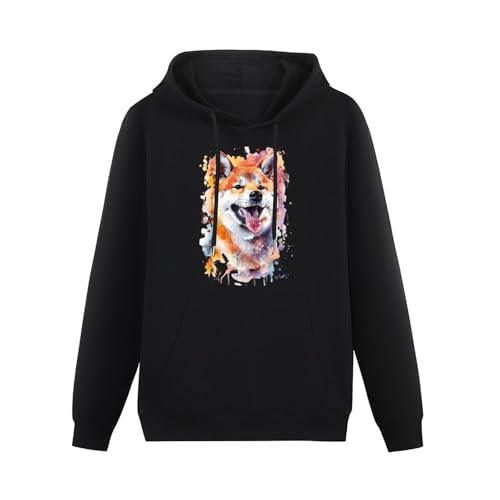 Smiling Shiba Inu Dog Unisex Casual Hoodies Long Sleeve Lightweight Pullover Tops Loose Sweatshirt with Pocket3