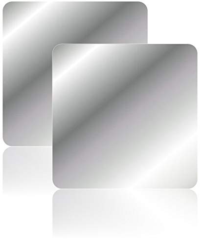 Q-BICS Acrylic Mirror Sheet Adhesive 11.9" X 11.9" Sticky Acrylic Mirrors-2 Pack Great for Classroom Camping Fun House Peel Off Protective Cover Sheet