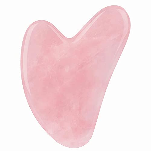 ROISOOT Ferramentas Faciais Gua Sha de Quartzo Rosa, Ferramenta de Beleza Guasha de Pedra de Jade Na