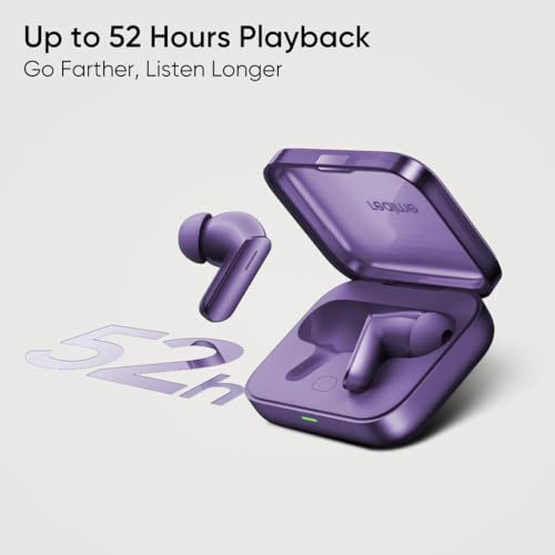 Image of Real Me Air 7 True Wireless,12.4mm Dynamic Bass Drivers,52Hrs Playtime,52dB Hybrid ANC,6 Mic ENC,360 Audio,Hi-Res LHDC,IP55 Dust & Water Resistant,BT v5.4 TWS for Apple & Android (Lavender Purple)