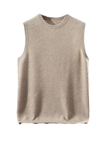 Mnjyihy Men's Sleeveless Cashmere Sweater Vest Fall Winter Knit Pullover Waistcoat Solid Color Crew Neck Vest