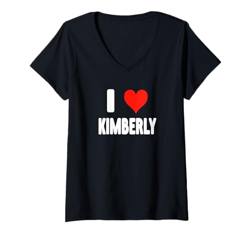 Donna I Love Kimberly - Cuore Maglietta con Collo a V