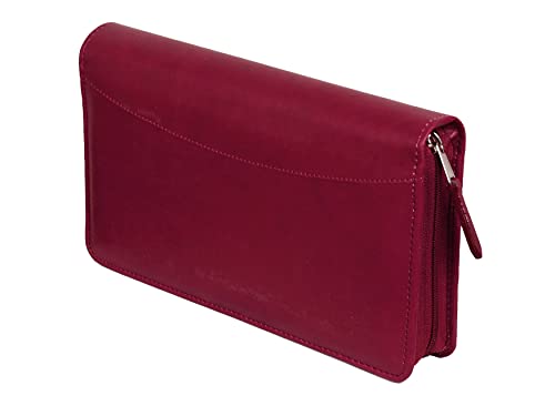 Image of Sukeshcraft Multiple Cheque Book Holder | Original PU Holds Upto 8 Cheque Books, 14 Credit /Debit Card Slots with Matching Zipper (Pu- Meroon)
