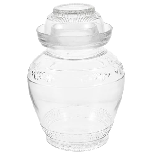 HEALEEP Tarro de Cristal para Encurtidos de Verduras, Vidrio Resistente al Calor, Capacidad 5 Kg, Bote Hermético Transparente para Cocina y Fermentación Doméstica