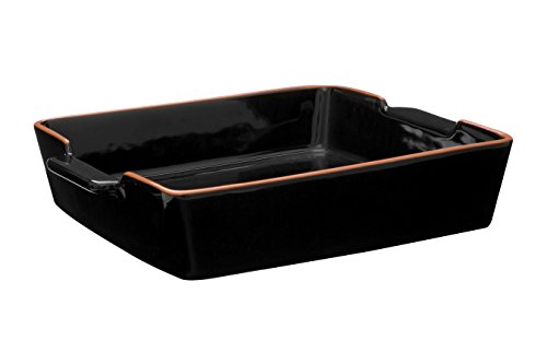 Premier Housewares Calisto Square Baking Dish, Ceramic, Black, 1.95 Litre