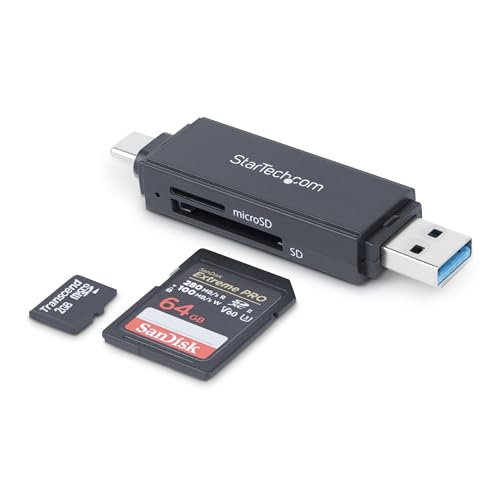 StarTech.com USB C and USB 3.0 SD Card Reader, USB Memory Card Reader, SD, microSD, MMC, UHS-I, USB-C & USB-A Card Adapter StarTech.com USB C and USB 3.0 SD Card Reader, USB Memory Card Reader, SD, microSD, MMC, UHS-I, USB-C & USB-A Card Adapter