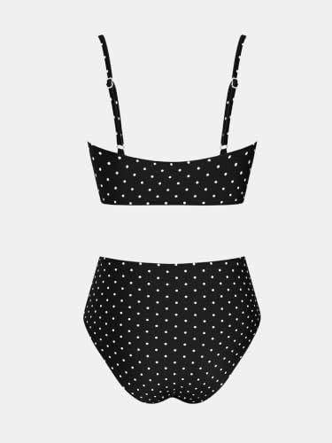 Image of CUPSHE Women's Bikini Sets High Waisted V Neck Twist Two Piece Swimsuit | Adjustable Spaghetti Straps,Soft Removable Cups,Modest Bathing Suit For Vacation And Beach,Pool Side