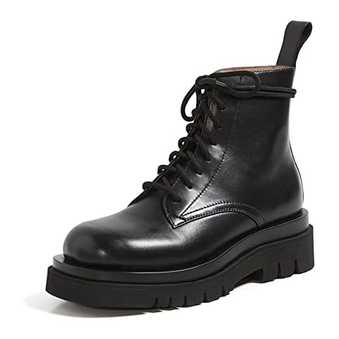 Plus Size Leather Snow Boots Women Zip Warm Winter Boots Female Lace Up Casual Boots Women (Color : Black in leather, Shoe Size : 4) Cover