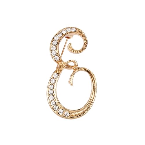 Image of Rhinestone Initial Brooch Pin for Women, Alphabet Gold Letter Brooch A-Z with Crystal, Metal Pin for Hat Bag Dress Suit Accessory for Men