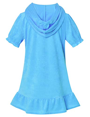 Qpancy Girl Terry Hooded Swim Cover-Up Zip Cover Up Swimsuit Summer Short Sleeve 8 9 Seafoam #TOP1