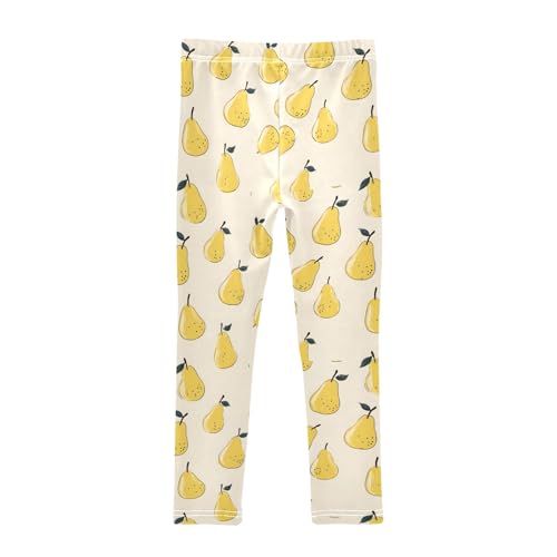 Girls' Athletic Leggings Ankle Length Yoga Dance Pants Kids Teen 4T Yellow Pears2