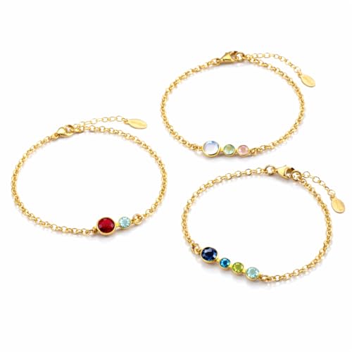 Danique Jewelry Minimalistic Mom Birthstones Bracelet Custom Bracelet Family Personalized