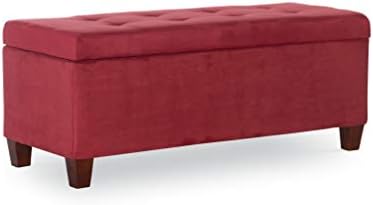 Linon Carmen Shoe Storage Ottoman, 20" x 48" x 20", Red