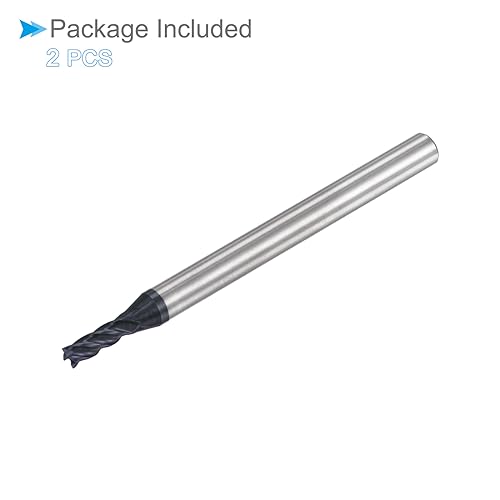 CoCud Schaftfräser Vier Kanten Satz 2.5mm x 8mm Schneiden 4mm Schaft AlTiN Beschichtet P05 Karbid 4 Flöten CNC Router-Bits - (Anwendung: für Fräsen Edelstahl Gehärteter Stahl) 2Stk