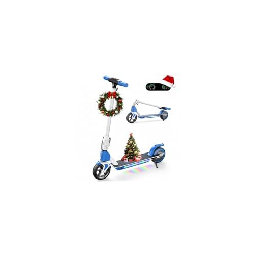 ECOROAD Kids Electric Scooter,200W Motor & 9 Miles Range,Up to 12 MPH,Dual Brake System,Bluetooth Music & Foldable & Adjustable Height for Kids Ages 6-12 EK7-Blue