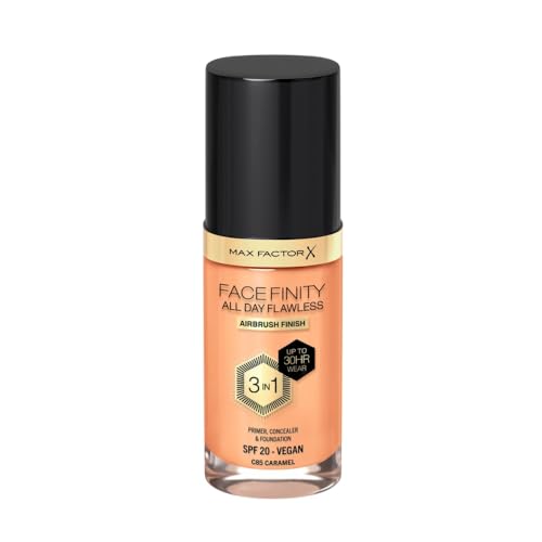 Max Factor Facefinity 3 en 1 All Day Flawless Air bursh& Vegan, Base de Maquillaje, Tono C85