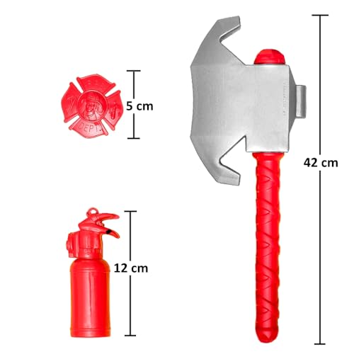 Kit Bombeiros com Capacete Machado Extintor de Brinquedo para Festa de Halloween Baile de Fantasia I