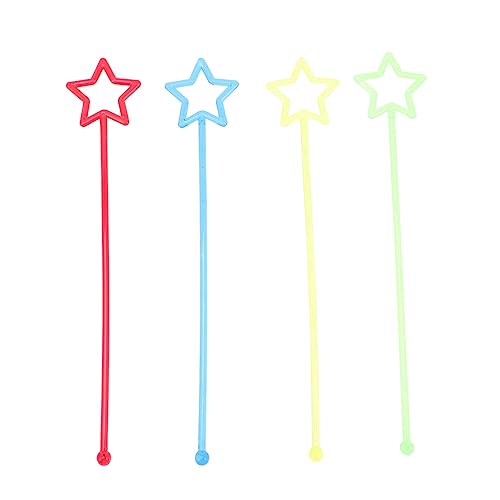 STOBAZA 30pcs Acrylic Star Shaped Drink Garnish Skewers Colorful Stirrers for Cocktails and Juices Random