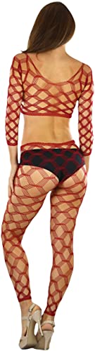 Image of ToBeInStyle Women's Spandex Multi Net Fishnet Set Rave Novelty Party Crop Top & Tights
