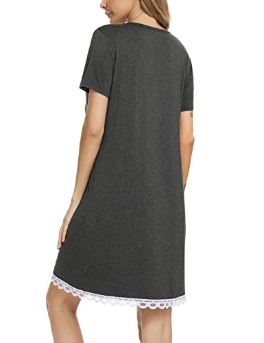 Uniexcosm-Maternity-Nursing-Nightdress-Womens-Short-Sleeve-Nightwear-Soft-Button-Down-Nightgown-Stripe-Sleepwear-Maternity-Pyjamas-Nightshirt