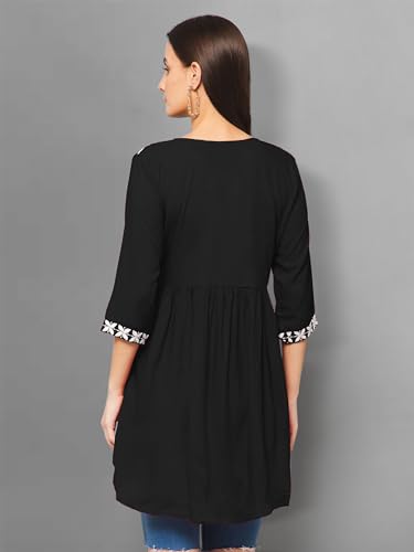 Image of Winza Designer Rayon Chikankari Embroidered Short Kurti | Plus Size Kurta Tunic Top