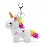 YUKOUQIAN Unicorn Stuffed Animals Mini Plush Toy Keychain Small Plushies for Kids Girls Boys 4.2 Inch (Keychain Unicorn White)