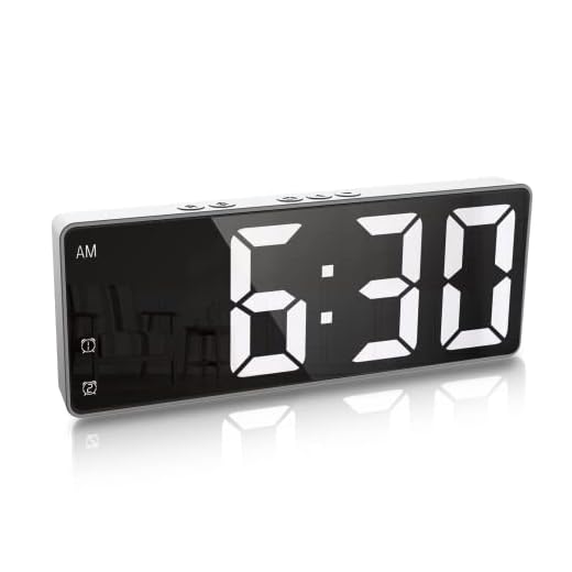 ORIA Digital Alarm Clock, 6.5" Large LED Electronic Clock, Desk Alarm Clock, LED Alarm Clock with Temperature Display, 12/24Hr, Snooze, 1.5 M USB Cable, for Bedrooms Living Room, White