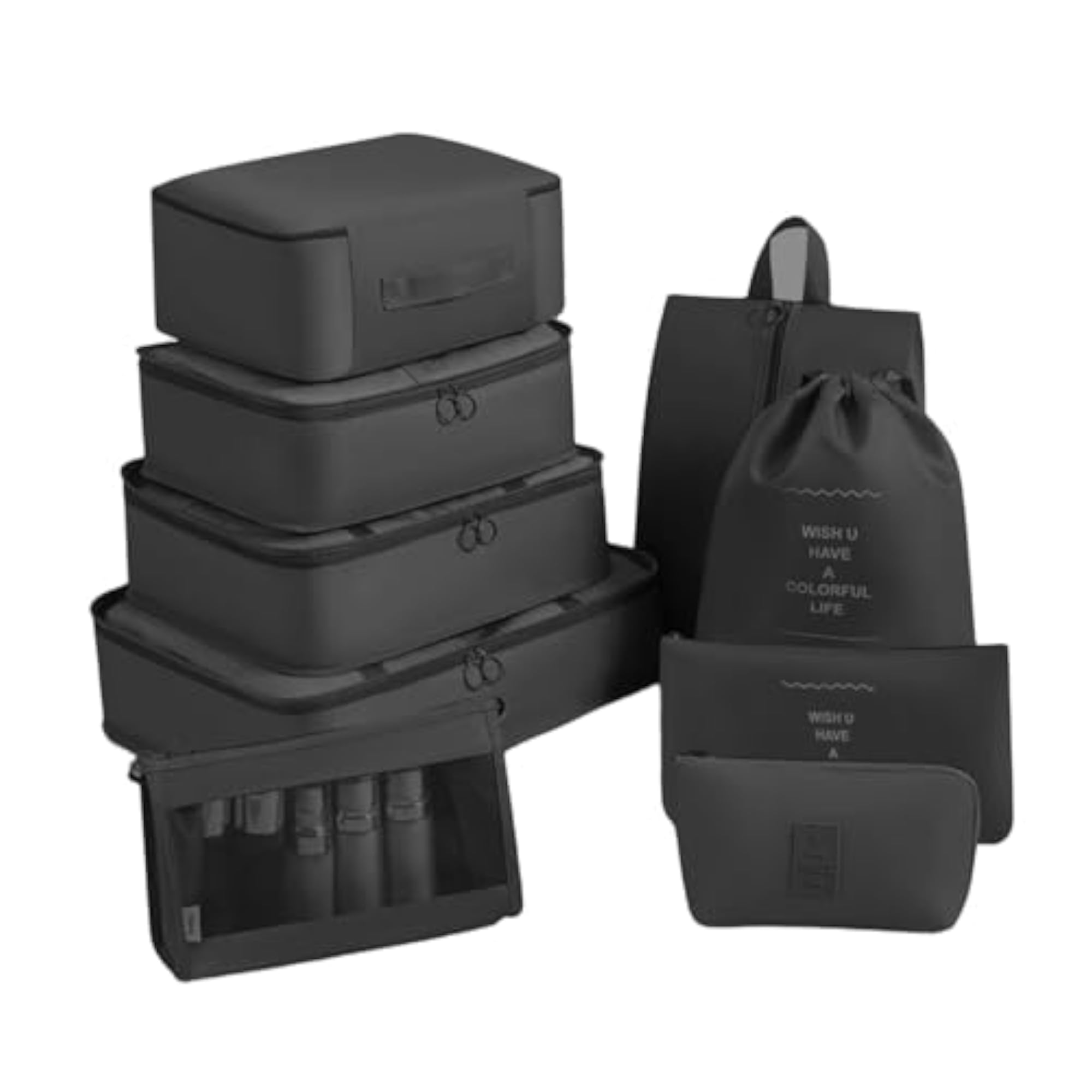 Packing Cubes for Suitcase, 9 Piece Set, Black