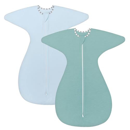 Zigjoy SD4310 Shark-Fin Transition Swaddle - 0.5 Tog Rayon Made From Bamboo Sleep Sack Soft Transitional Swaddle Baby Wearable Blanket cover