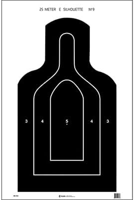 US Dept of Defense M9 25-Meter E-Type Silhouette Target Heavy TAGBOARD Paper 9mm Pistol Black Size: 23.5" x 39.25"