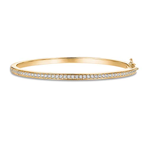 PAVOI 14K Gold Plated Cubic Zirconia Bangle Classic Tennis Bracelet | Gold Bracelets for Women