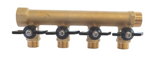 SOMATHERM FOR YOU - Messingverteiler mit integriertem Mini-Ventile - 4 Male Abfahrten 15/21-20/27 Female Input - Output Buck 20/27