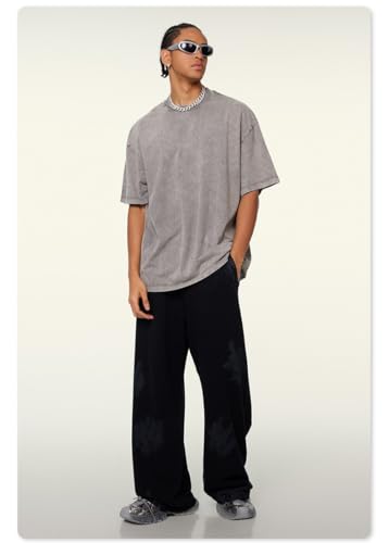3 Pcs Oversized T-Shirts Heavy Cotton Washed Summer Vintage Tee Loose Fit Short Sleeve Casual Shirts for Men Women (D,2XL) — view 3
