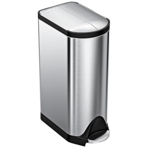 simplehuman 30 Liter / 8 Gallon Butterfly Lid Kitchen Step Trash Can, Brushed Stainless Steel