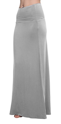Image of Urban CoCo Women's Stylish Spandex Comfy Fold-Over Flare Long Maxi Skirt
