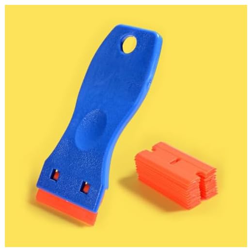Plastic Razor Blade Scraper and 10 Pcs Blades, Remove Label Decal Tool， Forwithout Scratches Plastic Razor Blade Scraper, Adhesive Remover for Stickers, Gaskets and Paints on Window Car Glass