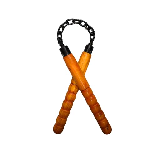 Image of Wooden Nunchaku for Kids and Adults, Martial Arts, Kung Fu Training Nunchakus, Karate Training Nunchucks with Steel Ball Bearing Swivel Chain and Cap System (Pack of 1)