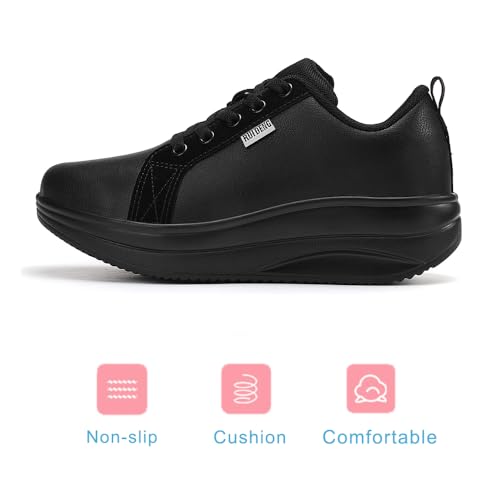 Image of RUIDENG Platform Sneakers for Women Walking All Day | Slip Resistant Work Shoes for Women Comfortable | 2 Inch Thick Wedge Rocker Bottom